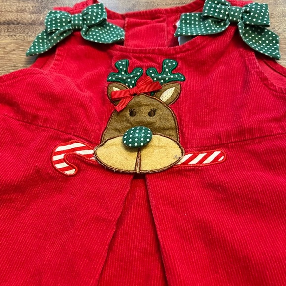 Rare Additions Christmas / Reindeer dress size 12 months - Picture 2 of 8